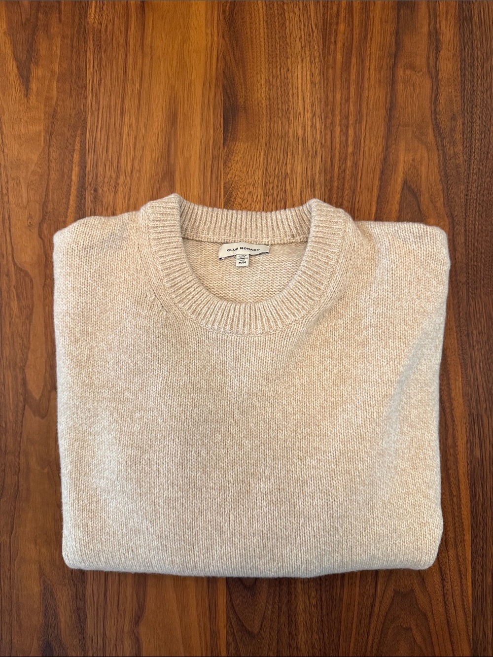 Men's Club Monaco Crewneck Sweater in Light Beige - Classic Knit